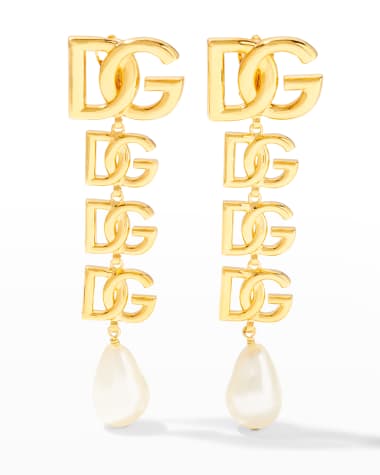 Dolce&Gabbana Graduated DG Logo Dangle Clip Earrings