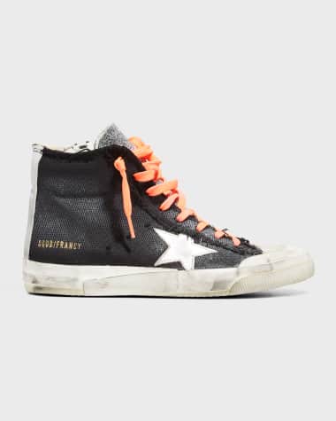 Golden Goose Francy Penstar Canvas High-Top Sneakers - Crystal Tongue, Laminated Star, Suede, List Multifoxings