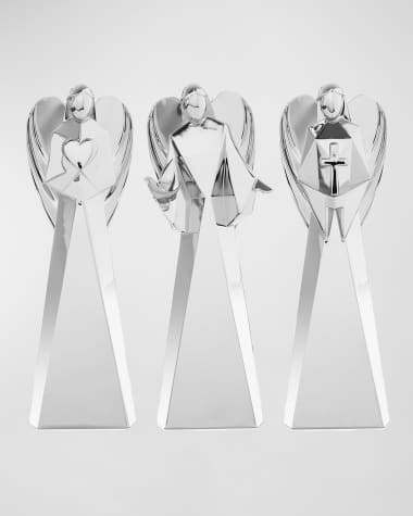 Nambe Mini Angel Figurines Faith, Love, & Peace - Set of 3