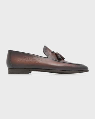 Magnanni Men's Delray Tassel Burnish Suede Loafers