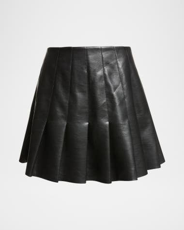 Alice + Olivia Carter Vegan Leather Pleated Mini Skirt