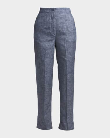 Giorgio Armani Denim-Effect Silk Pants