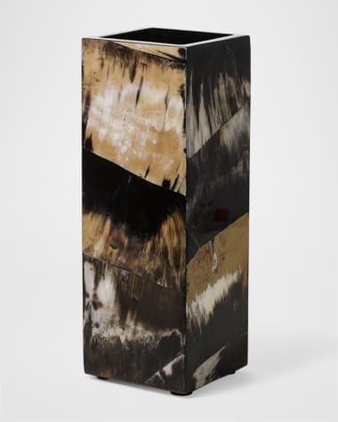LADORADA Horn Veneer 16" Square Vase