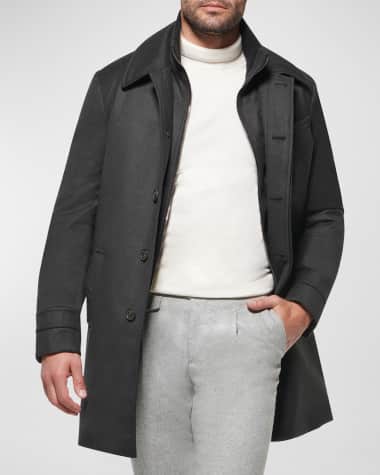 Neiman Marcus Men's Plaid Topcoat w/ Flannel Bib