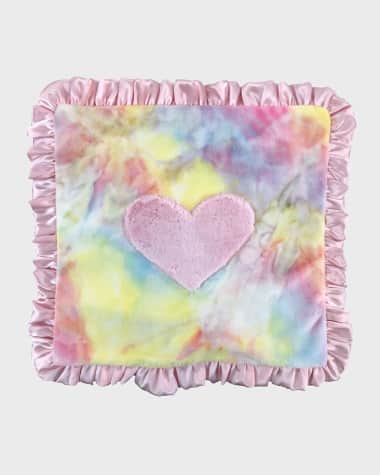 Boogie Baby Tie-Dye Heart Satin-Trim Baby Blanket