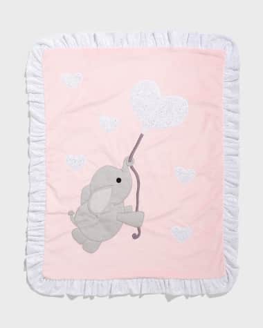 Boogie Baby Elephant and Star Baby Blanket w/ Contrast Trim