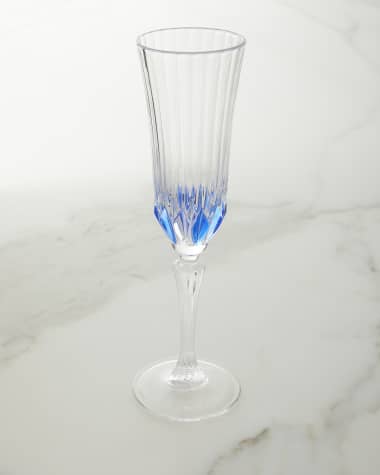 Neiman Marcus Blue Champagne Flute Glasses, Set of 4