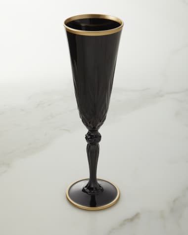 Set Of (4) Tall Gucci Art Glass Champagne Flutes.