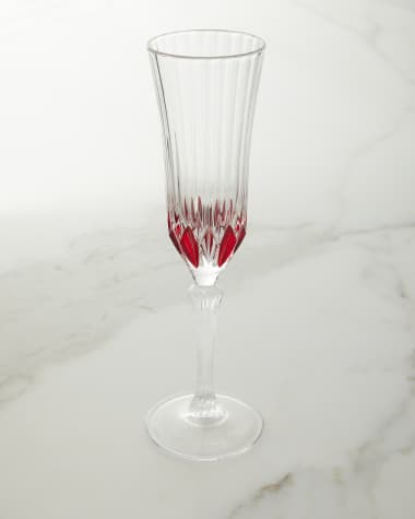 Neiman Marcus Red Champagne Flute Glasses, Set of 4