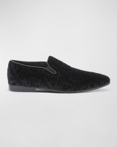 Robert Graham Men's Sonoma Floral Skull-Embossed Velvet Loafers