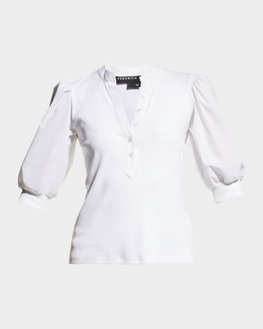 Veronica Beard Jeans Coralee Puff-Sleeve Top