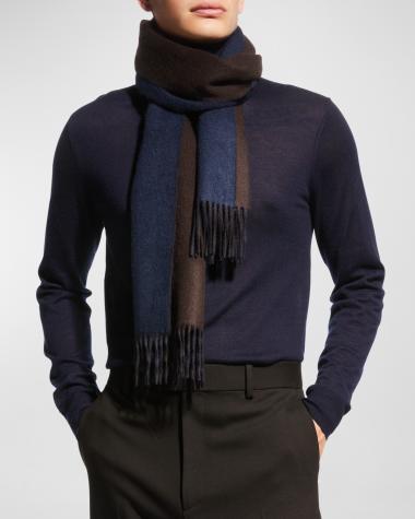 Neiman Marcus Navy Wool Cashmere Scarf Neiman Marcus Cashmere Exploded Plaid Scarf In Navy - 25  main image 2