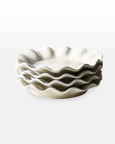 Coton Colors Signature White Ruffle Salad Plates, Set Of 4