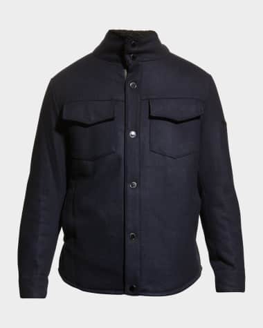 Karl Lagerfeld Paris Men's Sherpa-Lined Wool Shirt Jacket