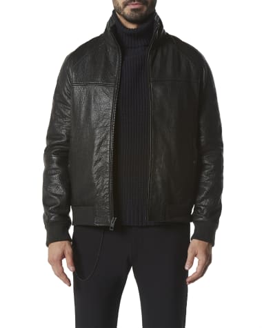 Andrew marc vaughn leather bomber jacket on sale