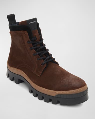 Karl Lagerfeld Paris Men's Lug-Sole Suede Combat Boots