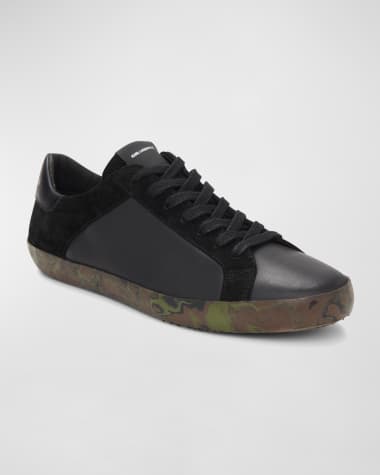 Karl Lagerfeld Paris Men's Camo-Sole Mix-Leather Low-Top Sneakers