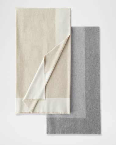 Sofia Cashmere Border Stripe Cashmere Double-Face Throw Blanket