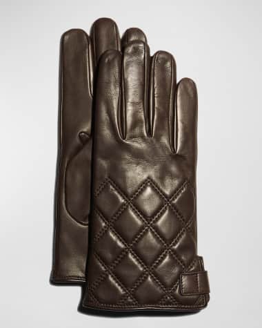 Guanti Giglio Fiorentino Men's Quilted Napa Snap Gloves with Cashmere Lining
