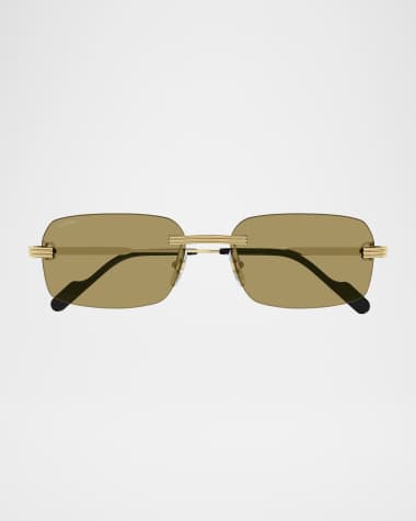 Cartier Men's Rimless Rectangle Metal Sunglasses