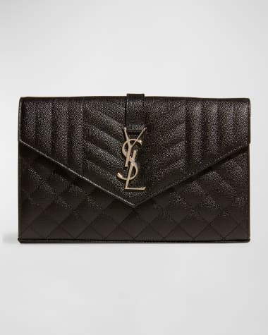 Saint Laurent Envelope Triquilt YSL Wallet on Chain in Grained Leather