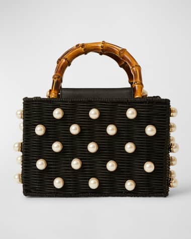 BTB Los Angeles Chloe Pearl Beaded Top-Handle Box Bag