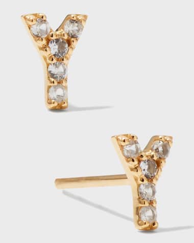 Tai White Sapphire Initial Stud Earring, Single