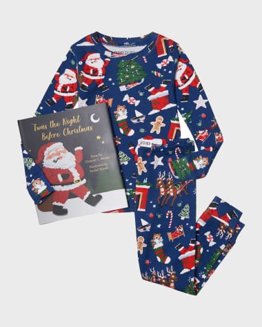 Books To Bed Kid's Twas the Night Before Christmas Printed Pajama Gift Set, Size 2-7