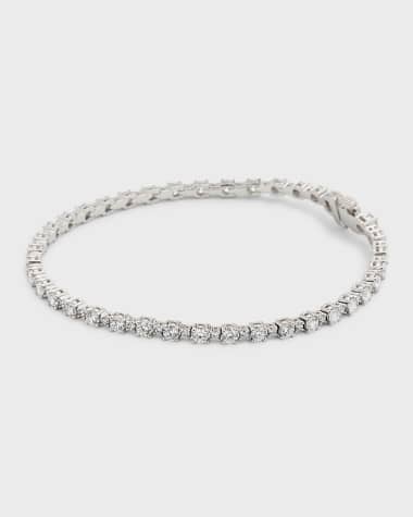 Neiman Marcus Diamonds 18K White Gold Round Diamond FG/VS Tennis Bracelet, 3.67tcw, 7"L