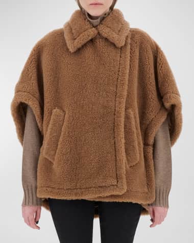 Max Mara Tebe Teddy Camel Wool Cape