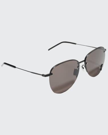 Saint Laurent YSL Semi-Rimless Metal Aviator Sunglasses