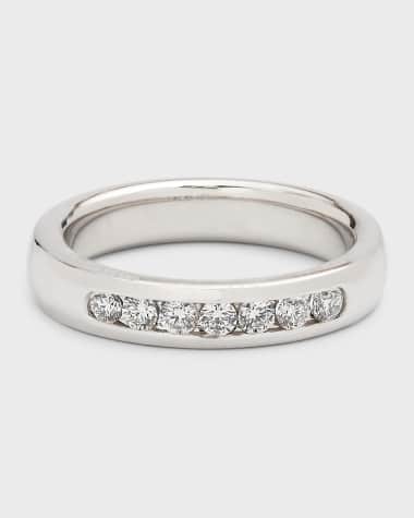 Neiman Marcus Diamonds Men's 18k White Gold Round Diamond Ring, Size 10