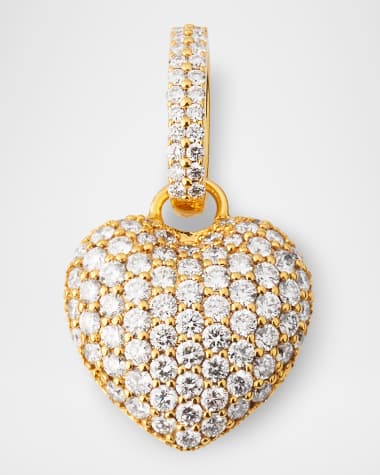 Buddha Mama 20K Pave Diamond Puffy Heart Pendant, 13mm