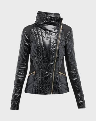 Blanc Noir Motion Panel Shiny Puffer Jacket