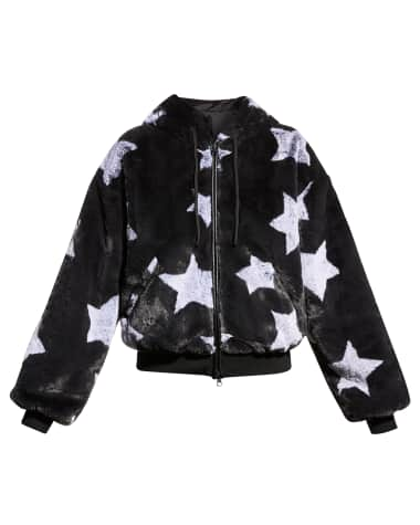 Blanc Noir Faux-Fur Reversible Star Hoodie