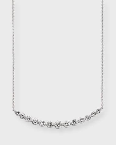 Neiman Marcus Diamonds 18k White Gold 13 Round Diamond Smiley Necklace, 18"L, 1.76tcw