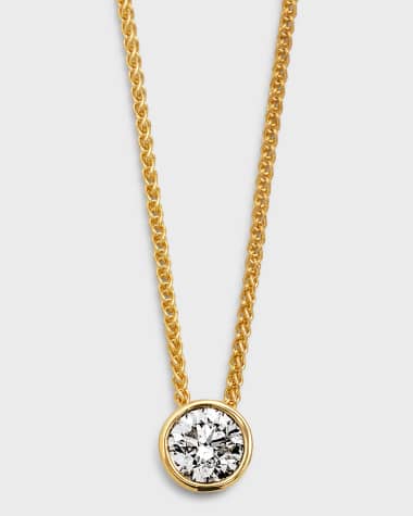 Neiman Marcus Diamonds 18K Yellow Gold Bezel Diamond Slider Pendant, 0.50tcw