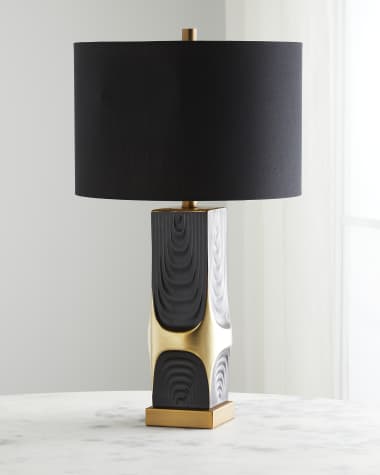 Couture Lamps Mid-Century Modern Black & Gold Ceramic Table Lamp