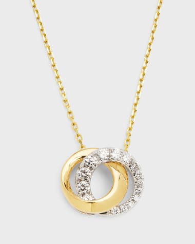 Frederic Sage 18K Yellow and White Gold Small Love Halo Half Diamond Necklace