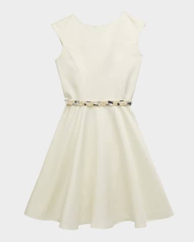 Un Deux Trois Girl's Fit-and-Flare Belted Dress, Size 7-20