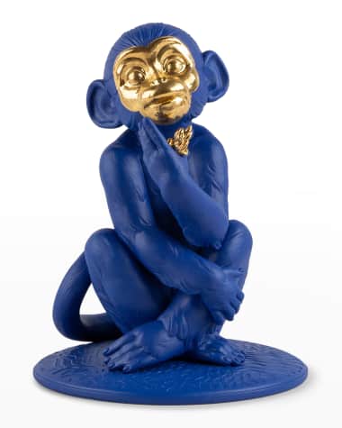 Lladro Little Monkey, Blue/Gold - Exclusive Premiere