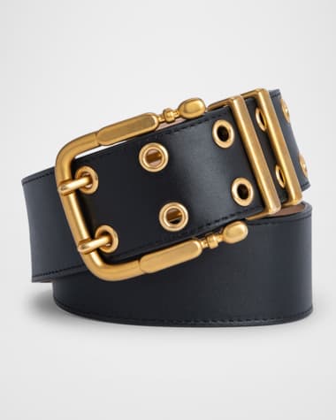 BY FAR Grommet Duo Leather Belt