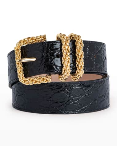 BY FAR Katina Circular Moc-Croc Chain Belt