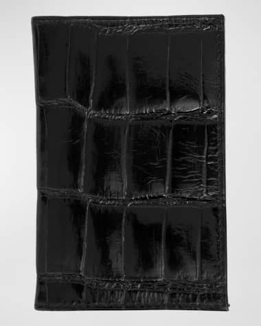 Abas Men's Glazed Alligator Leather Bifold Card Case