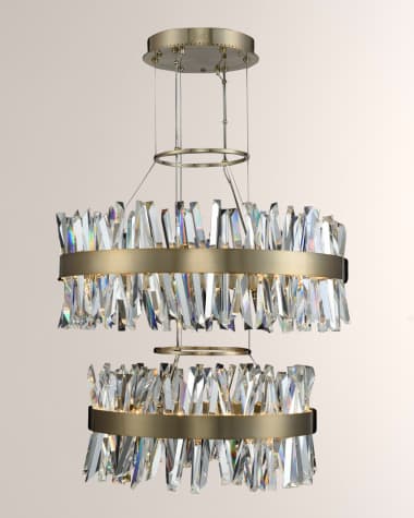 Allegri Crystal by Kalco Lighting Glacier 25 + 32" 2 Tier LED Round Chandelier