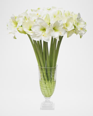 Winward Home Faux Amaryllis Floral Arrangement in Square Cut Vase