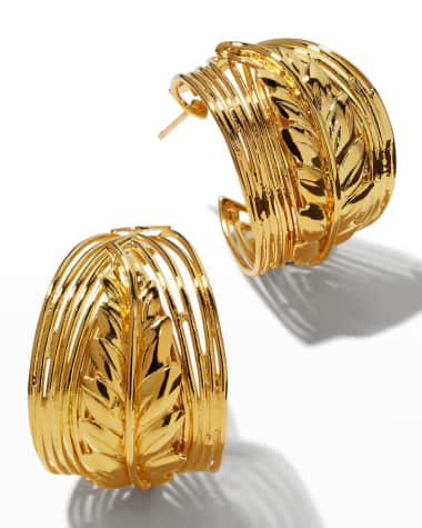 Louis Vuitton Wave Hoops Earrings Golden Metal