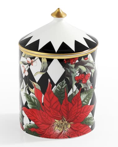 Halcyon Days Parterre With Poinsettia Lidded Candle