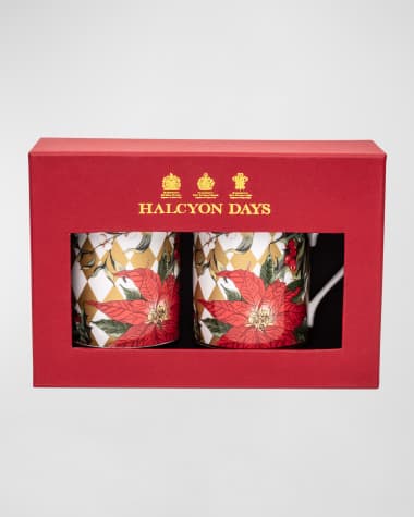 Halcyon Days Parterre With Poinsettia Mug Set