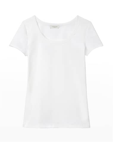 Lafayette 148 New York Petite Scoop-Neck Stretch Cotton Tee